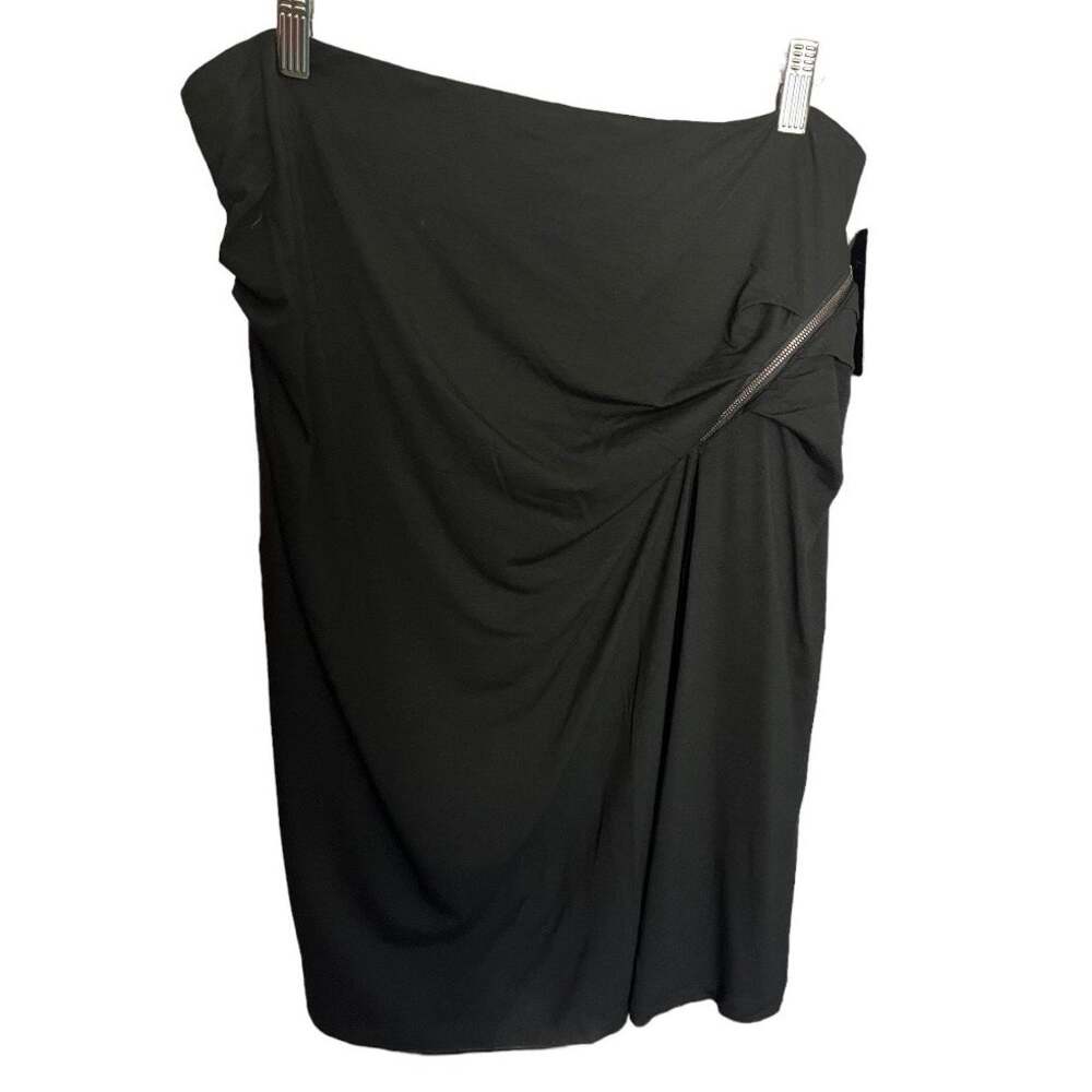 Doncaster black knee length skirt zipper gathered side NWT 12